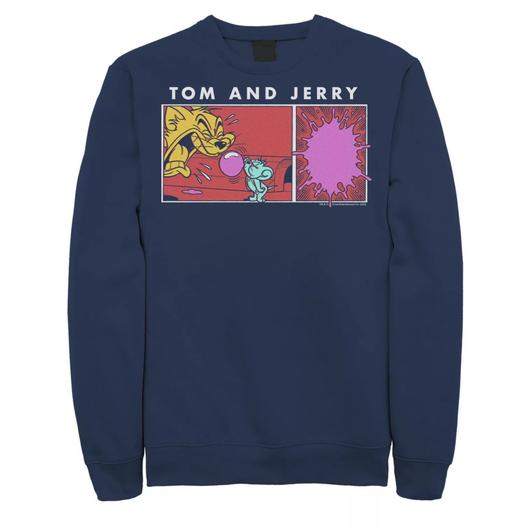 Мужской свитшот с портретной панелью Tom And Jerry Bubble Gum Scene Licensed Character
