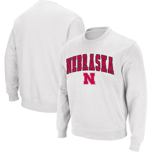 Мужской белый свитшот с круглым вырезом Nebraska Huskers Arch & Logo Colosseum