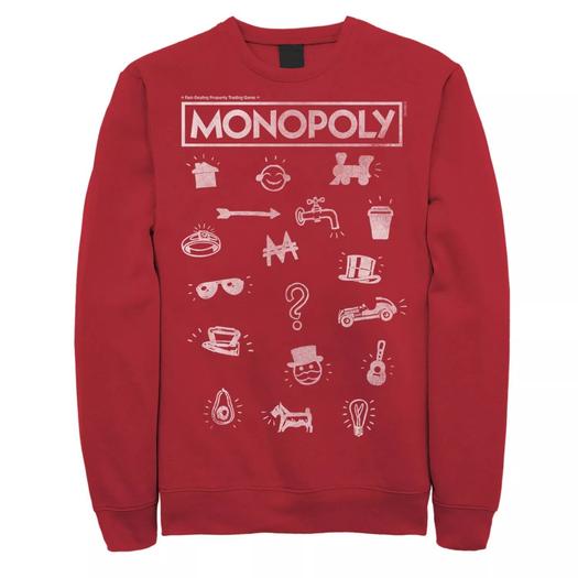 Мужской свитшот Monopoly Pieces Icon Stack Licensed Character