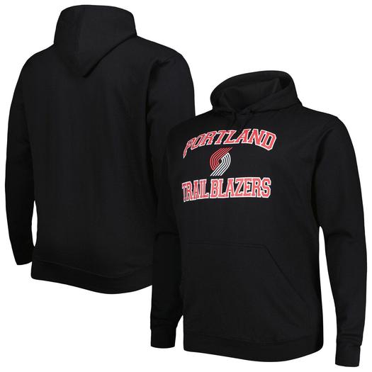 Мужской черный пуловер с капюшоном Portland Trail Blazers Big & Tall Heart & Soul