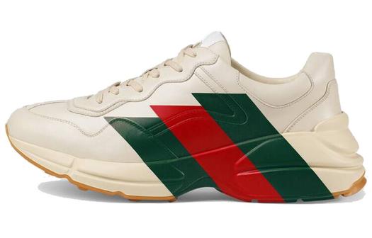 Кроссовки Gucci Rhyton, низкие, кожаные, зеленые с красным