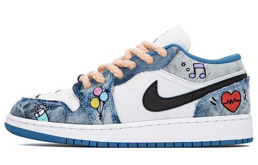 Кроссовки Air JORDAN 1 Vintage Basketball Shoes Unisex Low-Top White Blue