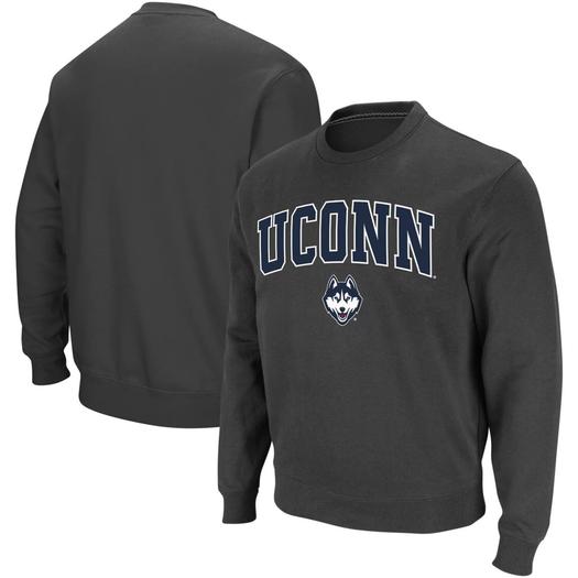 Мужской темно-серый свитшот с круглым вырезом UConn Huskies Arch & Logo Colosseum