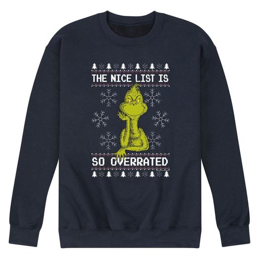 Мужской свитшот Dr. Seuss The Grinch Overrated Licensed Character