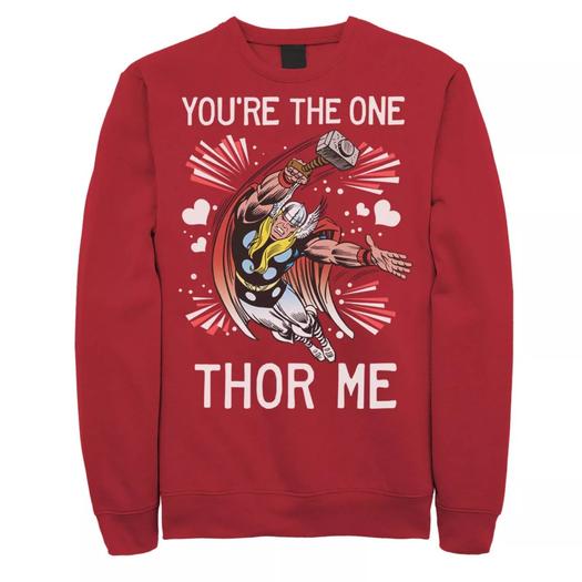 Мужской флисовый пуловер с рисунком Thor You're The One Thor Me Valentine Marvel