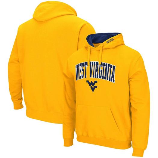 Мужской золотой пуловер с капюшоном West Virginia Mountaineers Arch & Logo 3.0 Colosseum