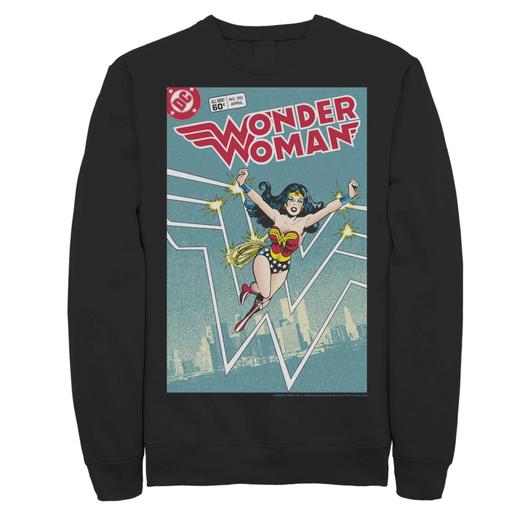Мужской флисовый пуловер с графическим рисунком в обложке комиксов DC Wonder Woman в стиле ретро Licensed Character