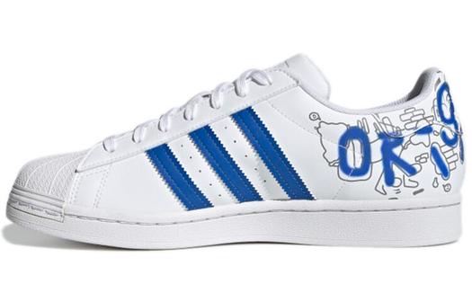 Кроссовки Adidas Originals Originals Superstar Cozy Wear-Resistant Casual Skate Shoes White Blue Unisex 'White Blue'