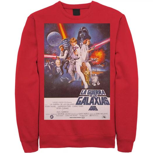 Мужской флисовый свитшот с винтажным плакатом «Звездные войны» La Guerra De Las Galaxias Star Wars, красный