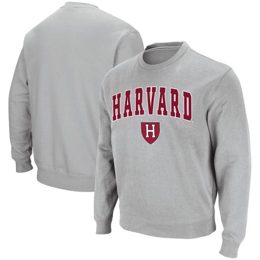 Мужской серый свитшот из твила Harvard Crimson Team Arch & Logo Tackle Colosseum