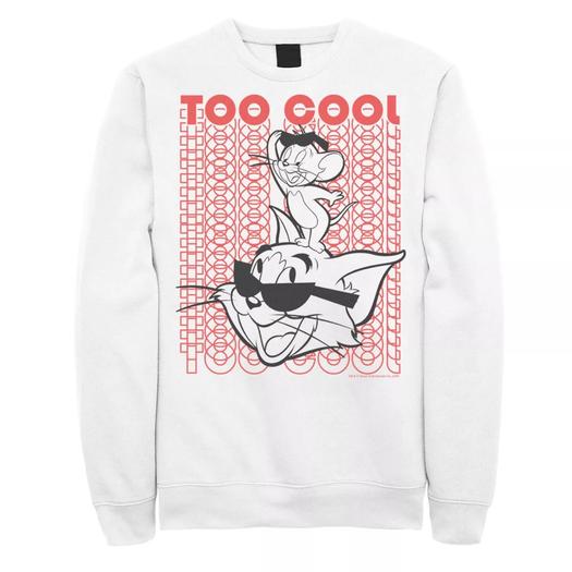 Мужской свитшот с портретом Tom And Jerry Too Cool Word Stack Licensed Character