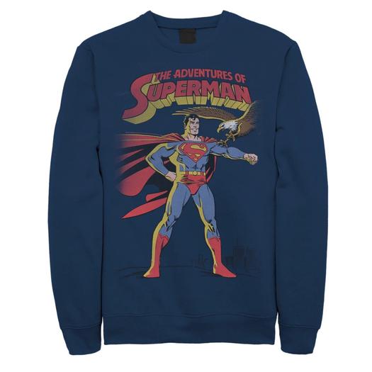 Мужской свитшот с текстовым плакатом DC Comics Superman Adventures, Blue Licensed Character, синий