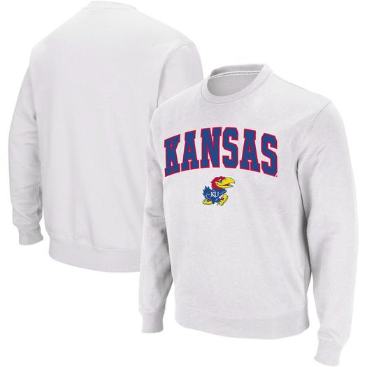 Мужской белый свитшот с круглым вырезом Kansas Jayhawks Arch & Logo Colosseum