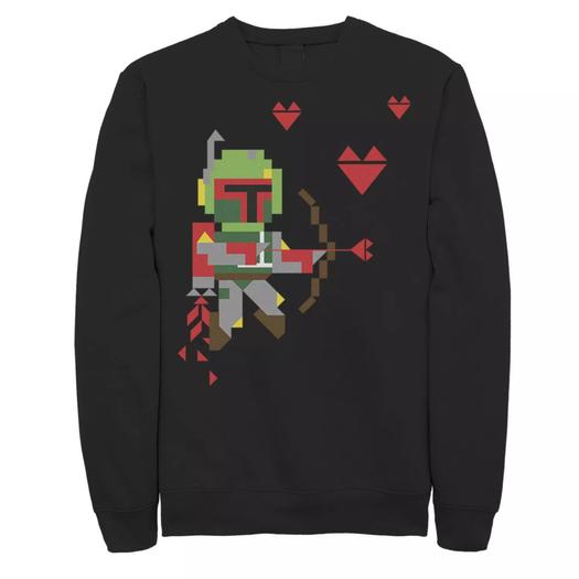 Мужской свитшот ко Дню святого Валентина Boba Fett 8-Bit Cupid Hearts Star Wars