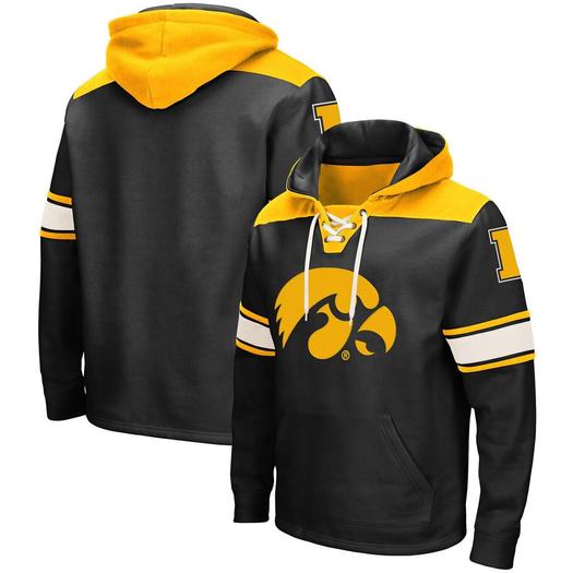 Мужской черный пуловер с капюшоном Iowa Hawkeyes 2.0 на шнуровке Colosseum