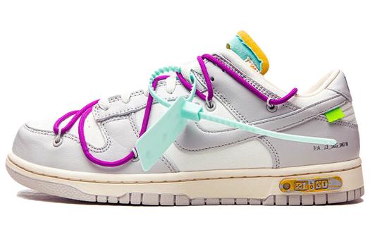 Кроссовки Nike Dunk Low Off-White 'Lot 21 Of 50', белый/светло-серый