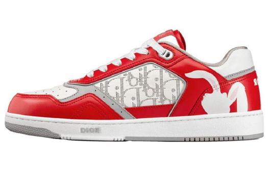 Кроссовки DIOR B27 Low Erl Red And White Smooth Calfskin And White DIOR Oblique Galaxy Leather With Rabbit Motif