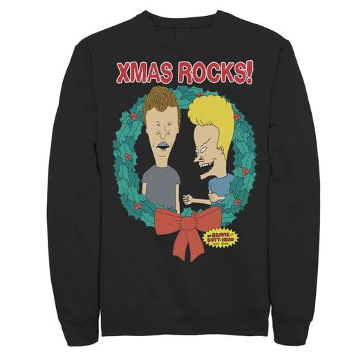 Мужской свитшот с рождественским венком Beavis and Butthead Laugh Licensed Character
