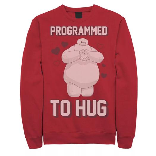 Мужской свитшот Disney Big Hero 6 Baymax Heart Programmed To Hug Licensed Character