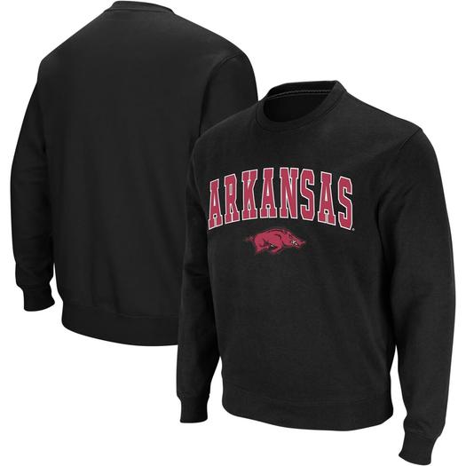 Мужской черный свитшот с круглым вырезом Arkansas Razorbacks Arch & Logo Colosseum