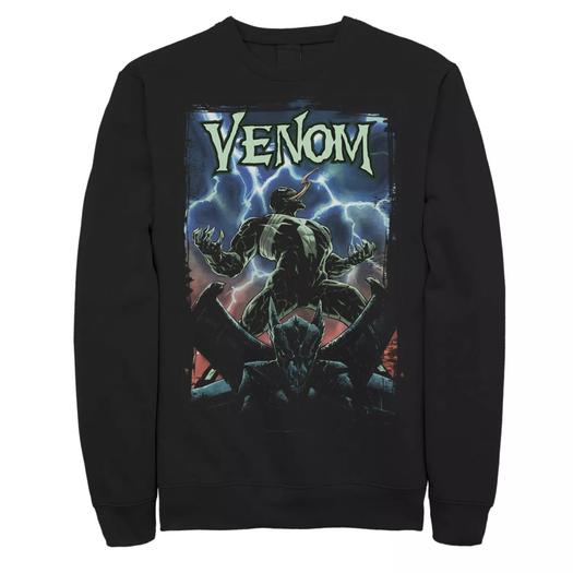 Мужской свитшот с логотипом Venom и молниями и горгульями Marvel