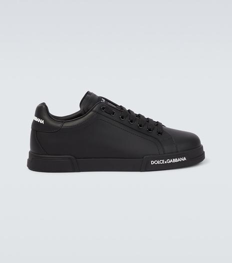 Кожаные кроссовки с логотипом Dolce&Gabbana, черный