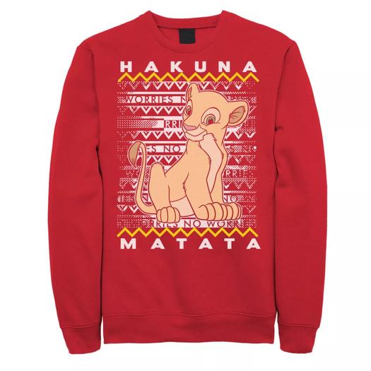 Мужской флисовый пуловер с рисунком Simba Ugly Christmas 's The Lion King Disney