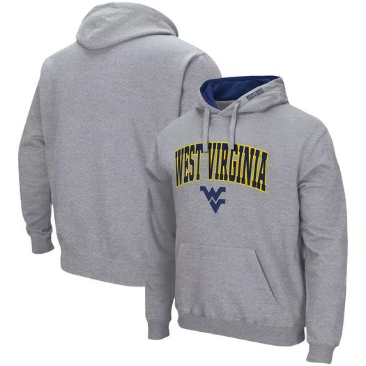 Мужской серый пуловер с капюшоном West Virginia Mountaineers Arch & Logo 3.0 Colosseum