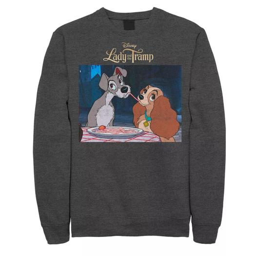 Мужской свитшот со спагетти и потертым портретом Disney's Lady And The Tramp