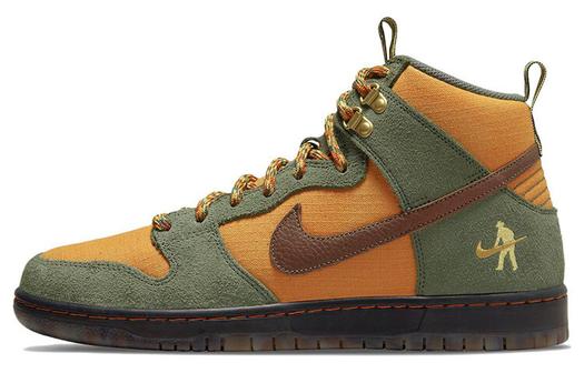 Кроссовки Nike Sb Dunk High Pass~Port, оранжевый/зеленый