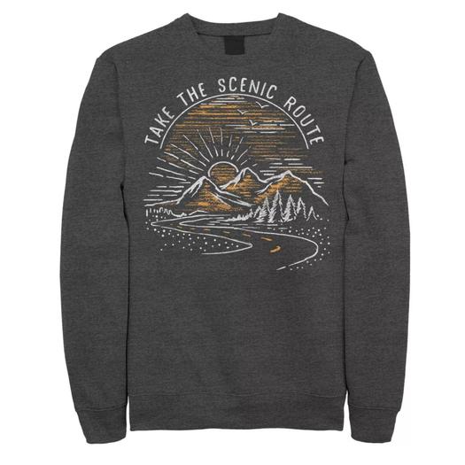 Мужской свитшот Take The Scenic Route Mountain Sunrise с эскизом Licensed Character