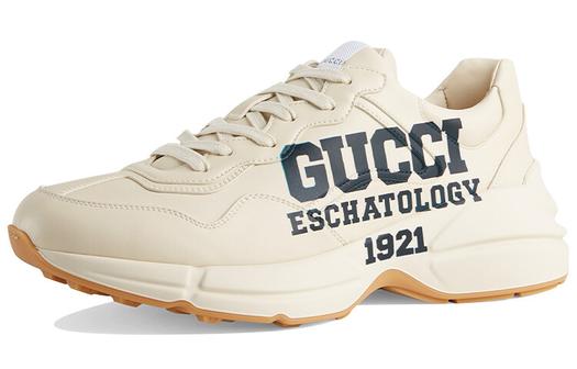 Кроссовки Gucci Rhyton "25" Sneakers, кожаные, на платформе, белые