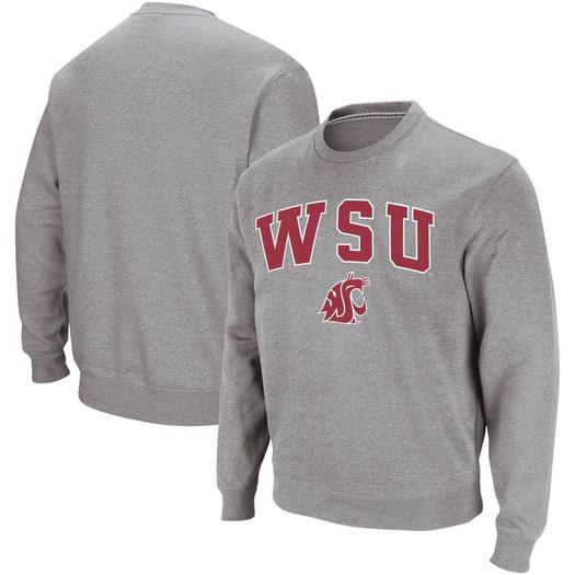 Мужской свитшот с круглым вырезом и логотипом Heather Grey Washington State Cougars Colosseum