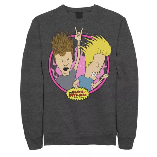 Мужской свитшот с портретом Beavis & Butthead Rock N Roll Circle Licensed Character