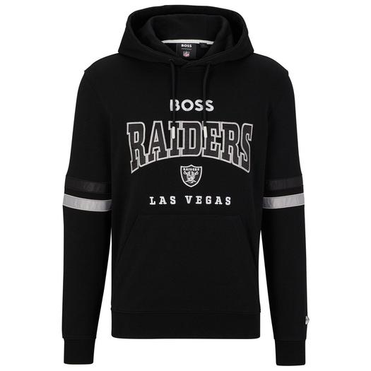 Мужской пуловер с капюшоном BOSS X NFL черного/белого цвета Las Vegas Raiders Touchdown