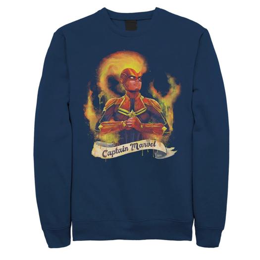 Мужской свитшот с портретом Captain Flame Marvel