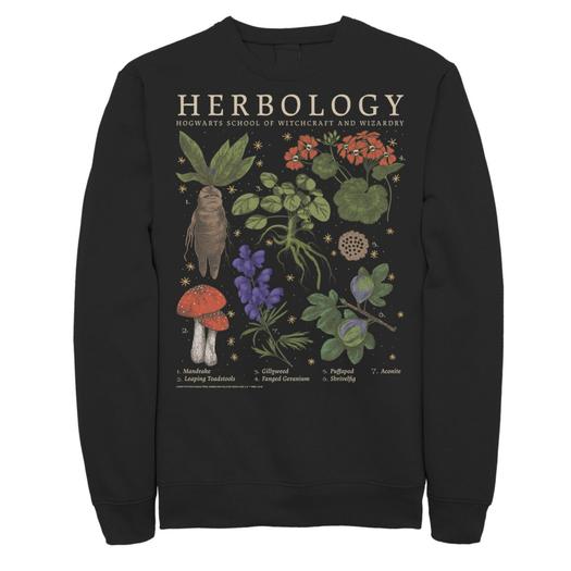 Мужской свитшот с сеткой Harry Potter Herbology Herb Reference Grid