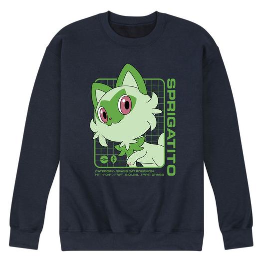 Мужской флисовый свитшот Pokemon Sprigatito Stats Licensed Character