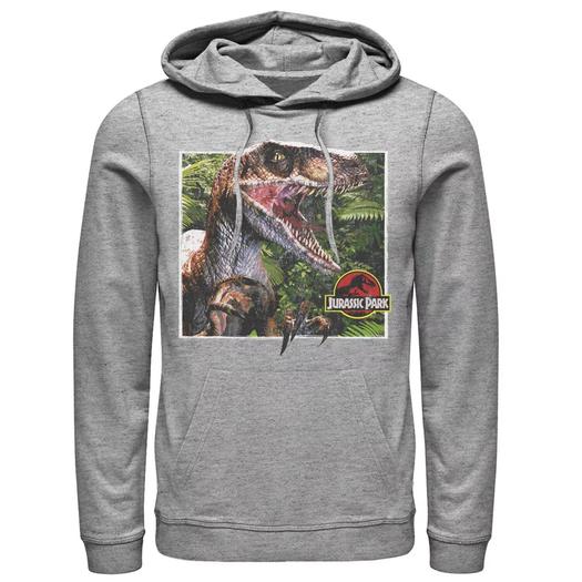 Мужской пуловер с капюшоном и рисунком «Парк Юрского периода Raptor Coming Out Of Forest» Licensed Character
