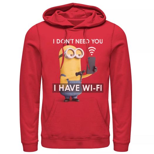 Мужской пуловер с капюшоном Despicable Me Minions KevinI Have Wi-Fi Licensed Character