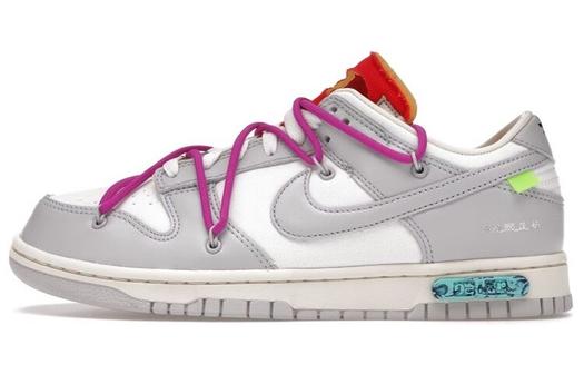 Кроссовки Nike Dunk Low Off-White 'Lot 45 Of 50', белый/розовый