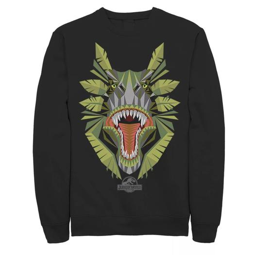 Мужской флисовый пуловер Jurassic World Tikisaur Leaf Face Roar Licensed Character, черный