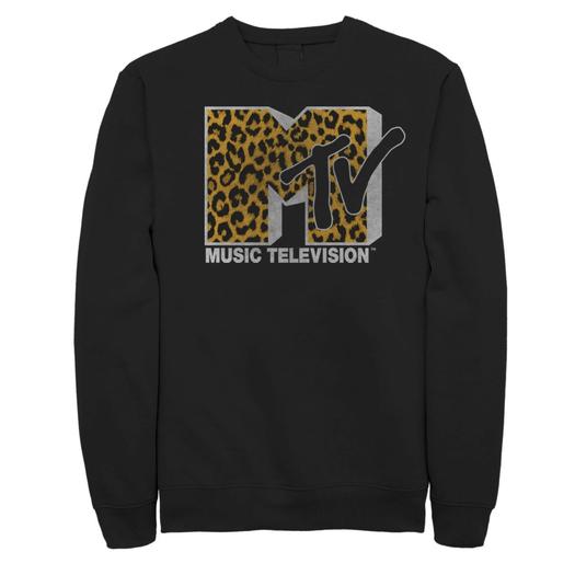 Мужской свитшот с принтом гепарда и логотипом MTV Licensed Character, черный