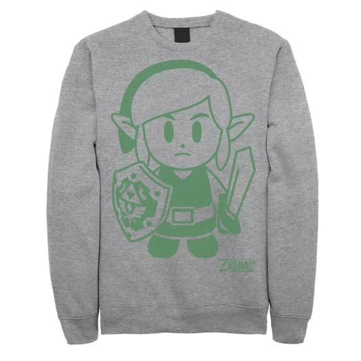 Мужской флисовый пуловер с зеленым контуром и графическим рисунком Nintendo Legend Of Zelda Links Awakening Link Licensed Character