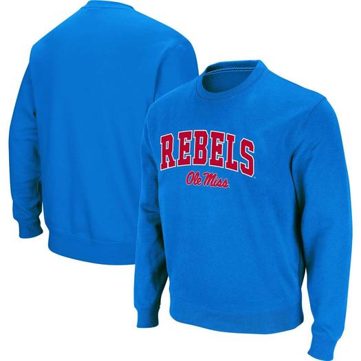 Мужской пудрово-синий пуловер Ole Miss Rebels с аркой и логотипом Colosseum