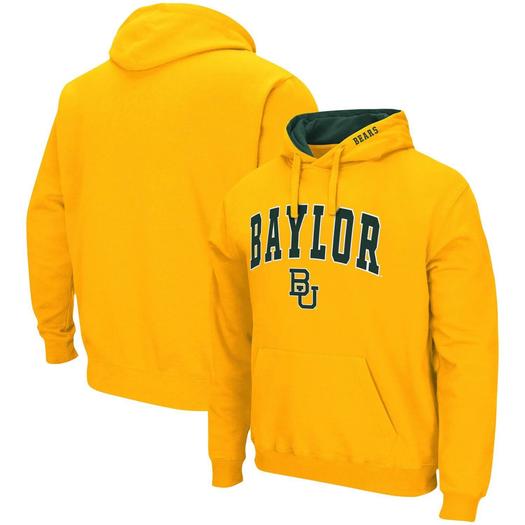 Мужской пуловер с капюшоном золотого цвета Baylor Bears Arch & Logo 3.0 Colosseum
