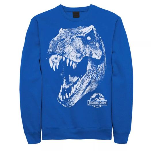 Мужской флисовый пуловер с рисунком «Парк Юрского периода» T-Rex White Head Roaring Licensed Character