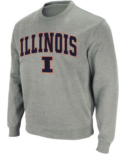 Мужской свитшот с круглым вырезом с логотипом Heather Grey Illinois Fighting Illini Arch Colosseum