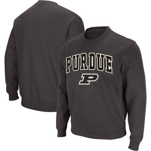 Мужской темно-серый свитшот с круглым вырезом Purdue Boilermakers Arch & Logo Colosseum