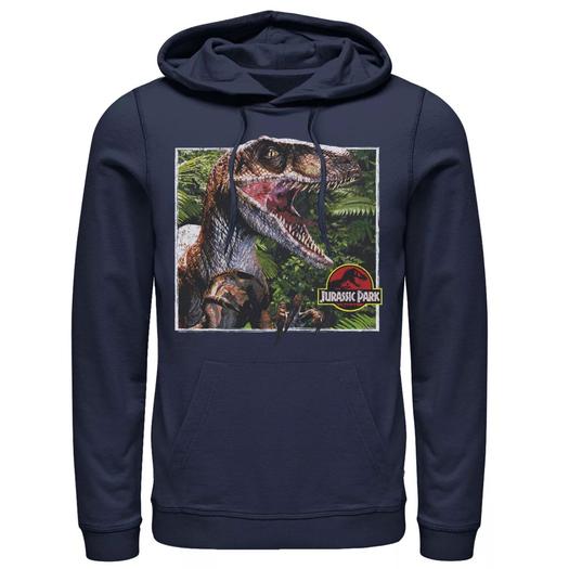 Мужской пуловер с капюшоном и цветами «Парк Юрского периода Raptor Coming Out Of Forest» Licensed Character, синий